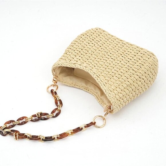 Small Handwoven Straw Purse Boho Chic Beach Bag Woven Eco-friendly Compact - Picture 7 of 7